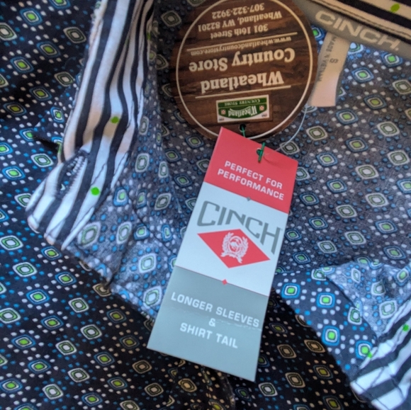 Cinch Navy Blue Print Button up Western Cowgirl Shirt - Picture 6 of 11